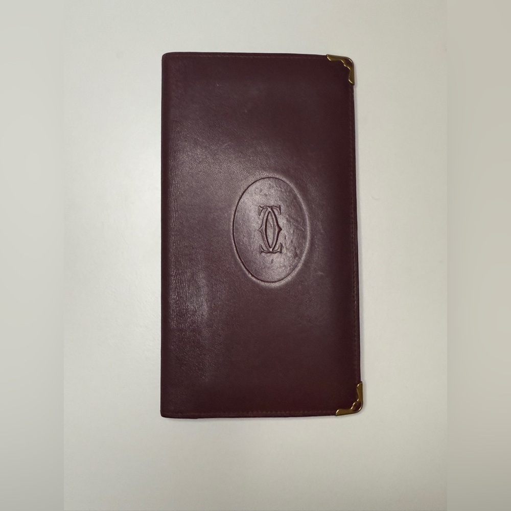 Cartier Long Wallet Bordeaux Leather Classic Luxury, Excellent Condition Vintage